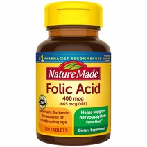 네이쳐메이드 엽산 Folic Acid 400mcg 250캡슐, 250정