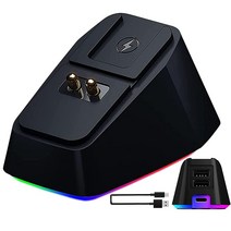 미국발송 VeoryFly 레이저 마우스용 충전 도크: 바이퍼 얼티밋 나가 프로 데스에더 V2 프로 및 바실리스크 얼티밋 마그네틱 도크 충전 상태 RGB 조명 - 미끄럼 방지 게코