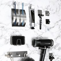 [이우아여사] 3M 강력접착 호텔식 스테인레스 욕실용품 정리용품, 08_와이드치약칫솔꽂이 화이트(CRM0025)