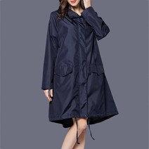 에버유어스 여성 후드 레인코트 허리 스트링 운동 등산 비옷 패션 골프비옷 네이비, XL
