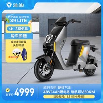 전동자전거 전동스쿠터 미니전기차 출퇴근 Yadea S9 Lite 전기 자전거 긴 배터리 수명 자동차 차량용 리튬 국가 표준은 통근을 위해 허가될 수, [01] 솔로 그레이/텅스텐, [01] 48V, [01] 24아