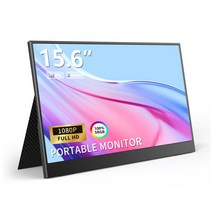 테스트모니터 휴대용 모니터 15.6 인치 1080P FHD USB-C 노트북 HDMI 컴퓨터 디스플레이 HDR IPS 게임 스피커, 02 15.6-INCH_03 EU 플러그