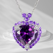 자수정목걸이 100 925 스털링 실버 체인 45 천연 토파즈 펜던트 아름다운 여성