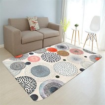 DUISE 지역 러그 추상화 트렌디 기하학적 원형 프린트 카펫 - 91.4cm x 152.4cm 인조 울 미끄럼 방지 부분 러그 작은 면적 던지기 러그 바닥 카펫 거실 침실 세탁실