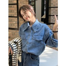 빅사이즈 데님 셔츠 여성 가을 겨울 2023 패션 빈티지 레이어드 속옷 블루 탑 Traf 공식