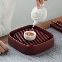 1인용 고급 차판 다도 다반 다기 쟁반 트레이 미니 차 티트레이, 레드 19x19x5cm
