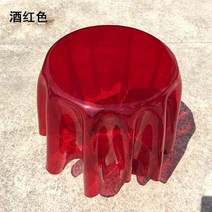 투명 아크릴 원형 사이드테이블 거실창가 침대옆사이드 미니 고스트 물결테이블, 라지(와인 레드) 50-58 cm