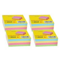 블루마토 점착 컬러 메모패드 D-1, 파랑 + 노랑 + 분홍 + 초록, 4개입