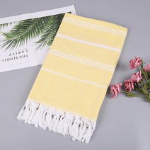 수술 달린 줄무늬 면 터키 스포츠 목욕 수건 여행 필수 헬스장 캠핑 사우나 해변 수영장 담요 흡수성 간단, 담황색