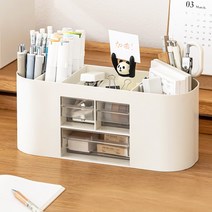 연필꽂이 대용량 파티션 서랍 색연필 볼펜 꽂이 연필통 필기구 정리함 데스크오거나이저, 화이트