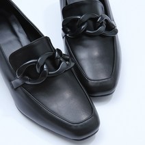 포크슈즈/수제화공법제작 통굽 여자 여성 체인 스웨이드 로퍼 구두 펌프스 5cm