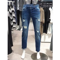 [톰스토리] [W몰 ] 인디고 화이트톤 구제워싱 슬림핏 청바지 T81M3112A 28G3
