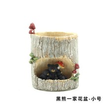 고슴도치 귀여운 다육 토분 화분픽 토기 빈화분 옹기 캐릭터 화분, 단일사이즈, 흑곰가족 화분-소형
