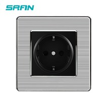 디자인 멀티탭 Sran eu 16a 전원 벽 소켓 86mm86mm 홈 304 스테인레스 스틸 패널 전기 소켓 블랙화이트골드, 블랙 a2, 90-250v, 유럽 ​​연합