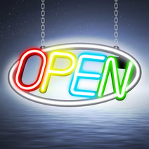LED보드나라 오픈 OPEN LED보드 LED간판 네온 사인 보드 카페간판, D형_타원4색 보드
