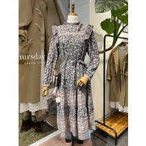 써스데이아일랜드 보더 믹스 패턴 롱 원피스(T218MOP265W)(1281414)