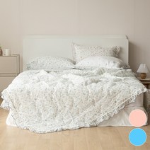 플라워 여름차렵이불 이부자리 이불종류, 이불패드풀세트, 블루