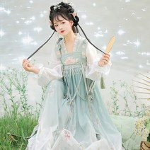 우아한 블루 셔링 여성 어른 계랑 철릭 한복 한국 무용 의상 사극 드라마 뮤지컬 촬영