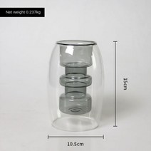 이중 레이어 유리 꽃병 홈 장식 방 아로마 테라피 병 웨딩 수경 식물 용기, H-2