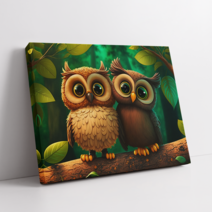 아트앤코 DIY 보석십자수 액자 캔버스 일체형 50x40cm, 1세트, 숲 속의 부엉이 커플 1