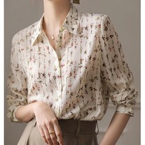 [바니드] 여성 사랑스러운 봄가을 잔꽃무늬 쉬폰 러블리 여신블라우스 1777