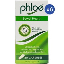 플로에 보웰 헬스 키위 추출물 프리바이오틱스 엔자임 캡슐 30정 PHLOE BOWEL HEALTH Prebiotics Kiwi Extract, 6개