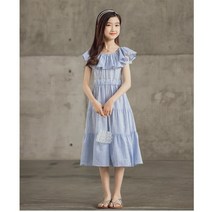 아이짱 초등학생 주니어 여아 스트라이프숄더원피스 고학년
