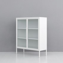 [마켓비] OFFICY 유리캐비넷 2문 수납장 9001100, 색상:다크그레이 5989.9060