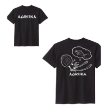 에깅 티셔츠 AORIIKA 귀여운 에기 무늬오징어 낚시복 드라이 메쉬 면 아오리이카 아오리오징어 티셔츠, 블랙, L(100)