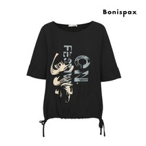 보니스팍스 프린트 밑단 스트링 블라우스-MF89BL252