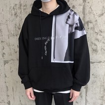 DRESSING 오버핏 후드티 프린팅 남자 봄 여자 빅사이즈 남성 스트릿 티셔츠