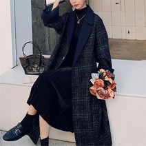 셀러허브_여성트랜드패션 라엔디 레트로 체크 모직 코트