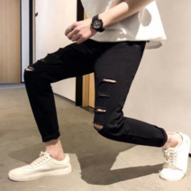 오너클랜 남자 빈티지 캐주얼 바지 스트레이트 컷팅 블랙진