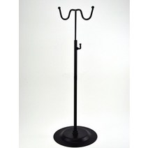 옷방인테리어 빈티지 코트랙 고정식 스탠딩 옷걸이 더블 후크 여성 가방 디스플레이 홀더 조절 가발실크 스카프지갑핸드백 디스플레이 스탠드 금속 베이킹 페인트, 검은색