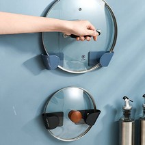 PG 1+1 벽걸이 접착식 냄비 뚜껑 거치대 도마 받침대, 2세트, 블랙