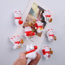 마네키네코 일본 복 고양이 메모자석 냉장고 미니어처 마그넷 인테리어 소품 아이디어 상품, E