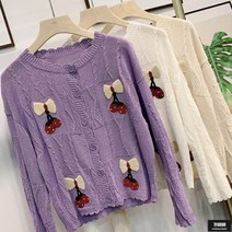 가바바 여성 가디건 리본과 과일 어디쯤 니트 라운드 가디건 G55841