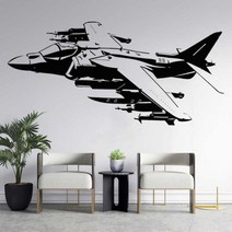 호커 Siddeley 해리어 AV-8 VTOL 파이터 군사 아카데미 하이틴 키즈 무기 팬 홈 침실 장식 비닐 벽 전사 무늬 벽화, 119x57cm, No.6 Burgundy