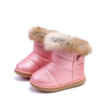 Komfyea 여아용 스노우 부츠 야외 어린이 겨울 부드러운 밑창 편안한 캐주얼 따뜻한 신발 핑크 6 Toddler, 8 Toddler