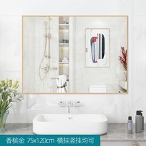 상반신거울 벽걸이 화장대 현관 욕실 화장실, 샴페인 골드 75x120cm, 기타