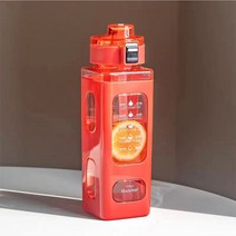 ETMOGO 패션 사각형 텀블러 휴대용 스포츠 물통 어른 빨대 컵 스트랩스트랩 물병 플랩 디자인 700L, 붉은색