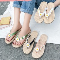 오너클랜 여름 슬리퍼 왕골무늬 여자 꽃송이 비치 쪼리 슬리퍼