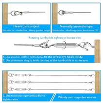 턴버클 15M Garden Wire For Climbing PlantsWire Fence Rope Clips Turnbuckle Tensioner String Lights H, 한개옵션0