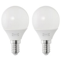 이케아 RYET 뤼에트 LED전구 E14 250루멘 구형 오팔 화이트 2pcs 004.469.49 / 샹들리에전구 / 촛대구 / 오렌지빛