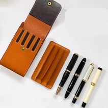 만년필 필통 보관함 소가죽 펜촉 빈티지 세트 하드, 4팩-블랙