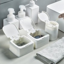 화장 소품 원터치 뚜껑 미니 정리함 원형 너츠 테이블 침실 소형공구 반짇고리 못 볼트, 화이트 원형