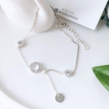 아트박스/숲속드레스 925 큐빅펜던트 은팔찌 BS006 두줄은팔찌