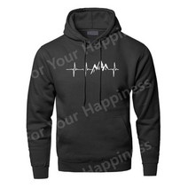 남성용 마운틴 하트비트 후드티 후드 달린 맨투맨 사운드 레이 다이어그램 프린팅 블랙 및 그레이 스포츠웨어 겨울 및 가을용