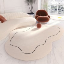 카페테이블 업소용 식탁 우드 테이블 푹신한 흰색 불규칙한 모양의 거실 카펫 침실 러그 라운지 커피 테이블 맞춤형 매트 넓은 영역 양탄자, white-A