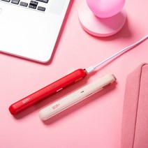 휴대용 미니 고데기 파우치포함 앞머리 뿌리 볼륨 여행용 차량용 usb 충전 작은 판고데기, 레드